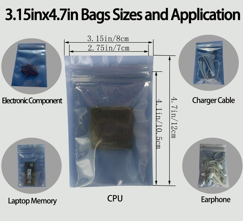Daarcin Antistatic Bags - 100pcs 3.2x4.7in/8x12cm ESD Bags with Labels for Hard Drive HDD ESD Shielding - Image 2